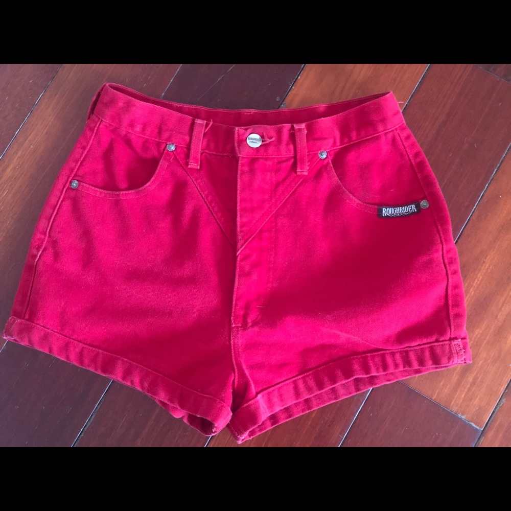 Vintage red denim shorts